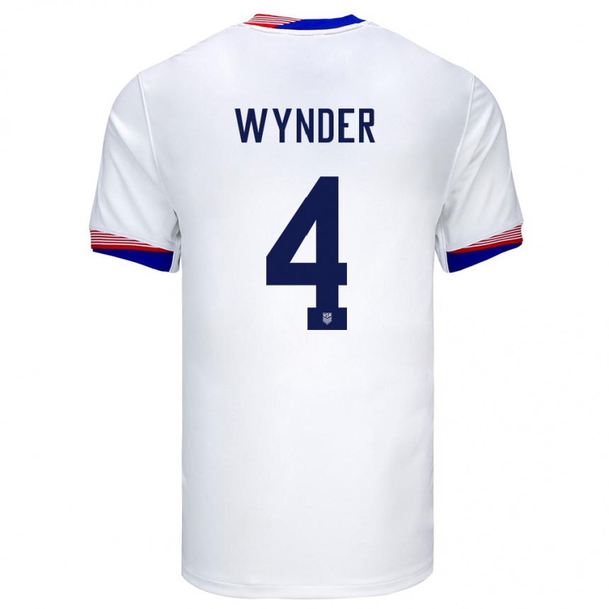 キッズフットボールアメリカ合衆国ジョシュア・ウィンダー#4白ホームシャツ24-26ジャージーユニフォーム