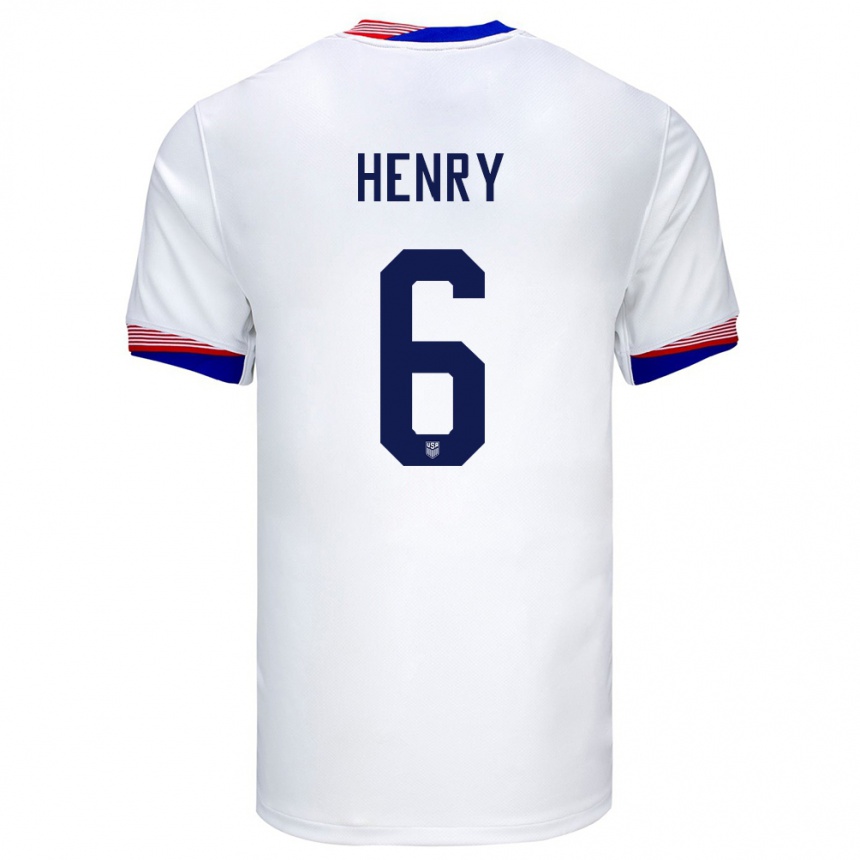 キッズフットボールアメリカ合衆国コビ・ヘンリー#6白ホームシャツ24-26ジャージーユニフォーム
