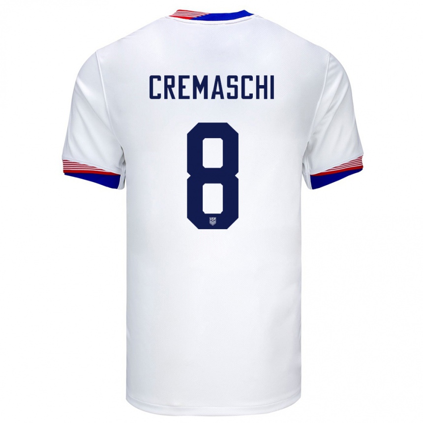 キッズフットボールアメリカ合衆国ベンジャミン・クレマスキ#8白ホームシャツ24-26ジャージーユニフォーム