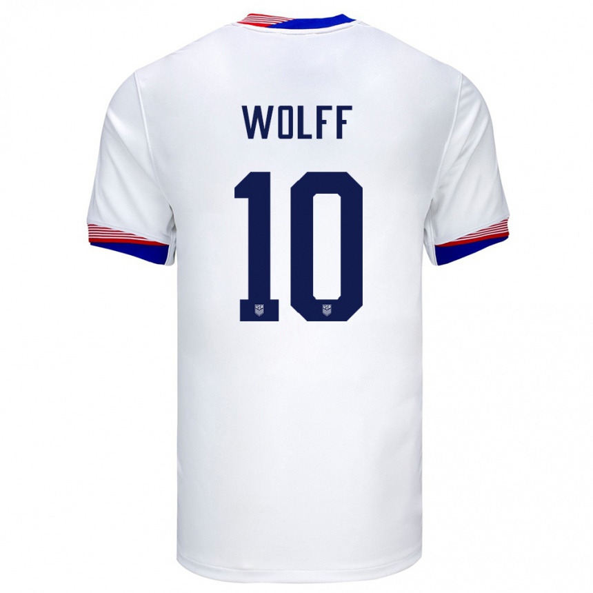 キッズフットボールアメリカ合衆国オーウェン・ウルフ#10白ホームシャツ24-26ジャージーユニフォーム
