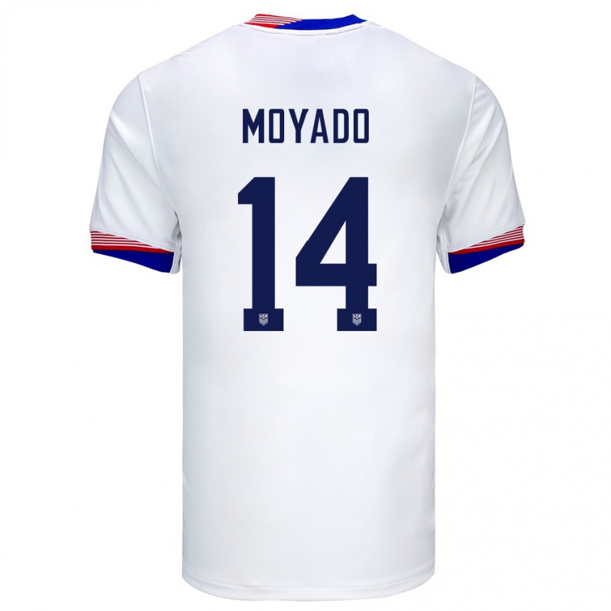 キッズフットボールアメリカ合衆国ブライアン・モヤド#14白ホームシャツ24-26ジャージーユニフォーム