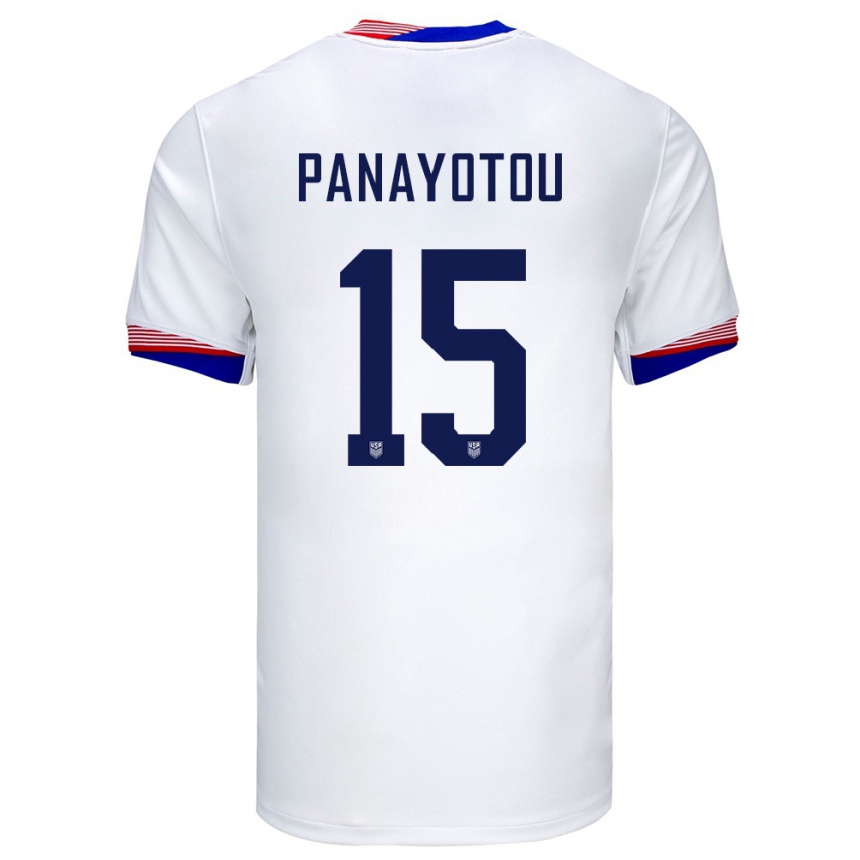 キッズフットボールアメリカ合衆国ジャック・パナヨトウ#15白ホームシャツ24-26ジャージーユニフォーム