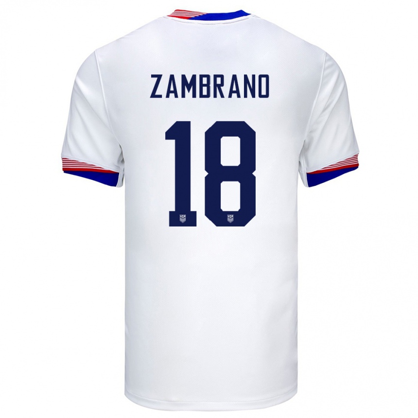 キッズフットボールアメリカ合衆国マルコス・サンブラーノ・デルガード#18白ホームシャツ24-26ジャージーユニフォーム