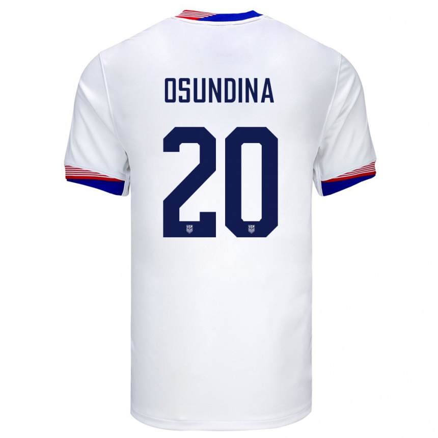 キッズフットボールアメリカ合衆国コレデ・オスンディナ#20白ホームシャツ24-26ジャージーユニフォーム