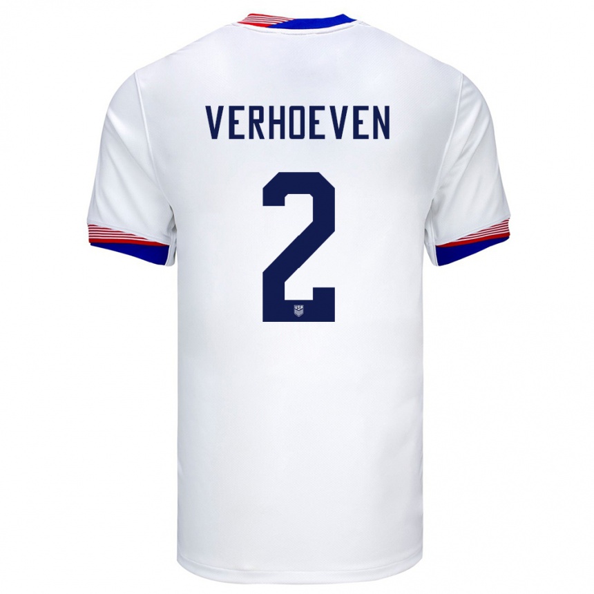 キッズフットボールアメリカ合衆国オスカー・バーホーベン#2白ホームシャツ24-26ジャージーユニフォーム