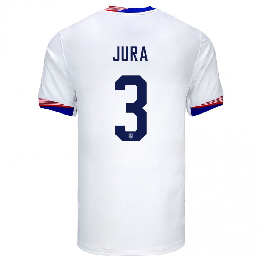 キッズフットボールアメリカ合衆国ソーヤ・ジュラ#3白ホームシャツ24-26ジャージーユニフォーム