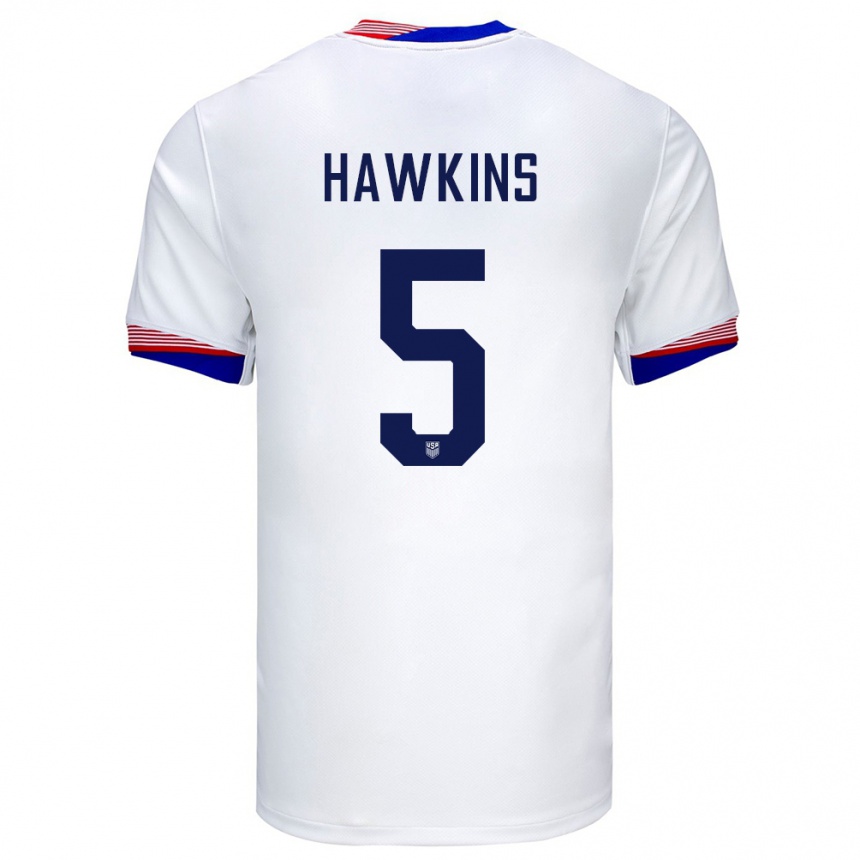キッズフットボールアメリカ合衆国スチュアート・ホーキンス#5白ホームシャツ24-26ジャージーユニフォーム