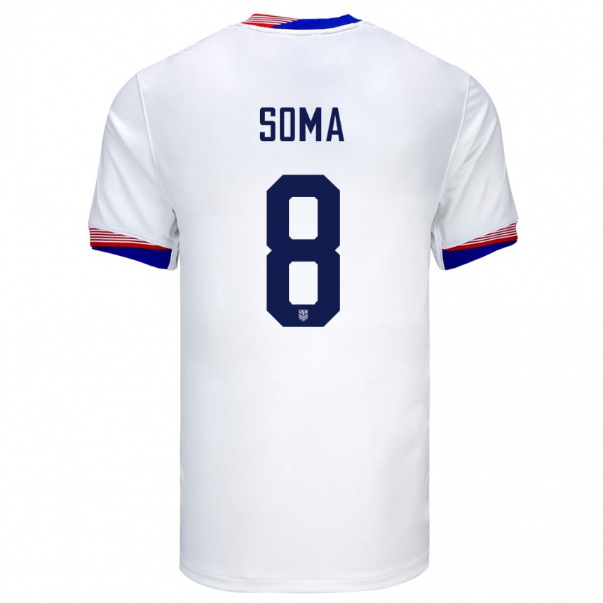 キッズフットボールアメリカ合衆国ペドロ・ソマ#8白ホームシャツ24-26ジャージーユニフォーム