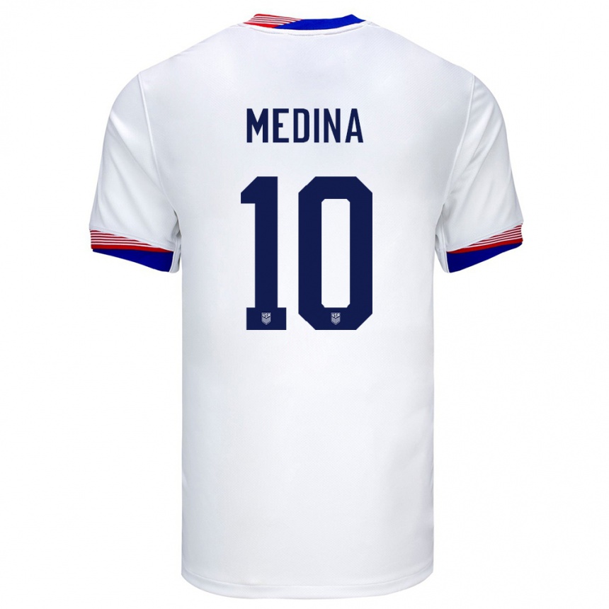 キッズフットボールアメリカ合衆国クルス・メディナ#10白ホームシャツ24-26ジャージーユニフォーム