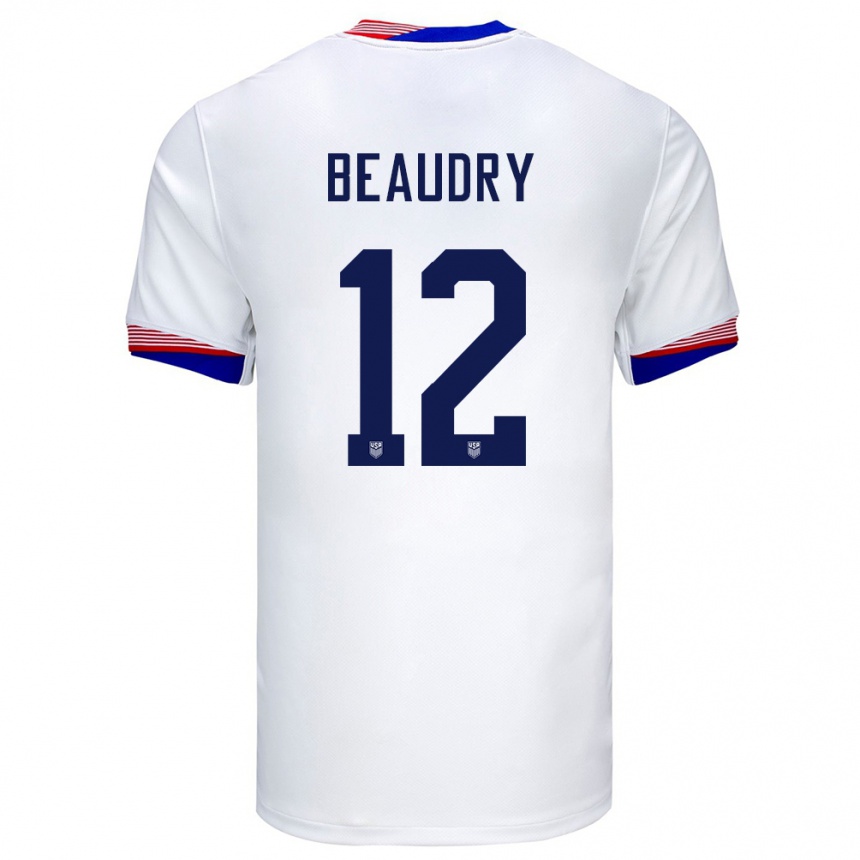 キッズフットボールアメリカ合衆国アダム・ボードリー#12白ホームシャツ24-26ジャージーユニフォーム