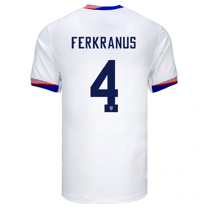 キッズフットボールアメリカ合衆国マーカス・フェルクラヌス#4白ホームシャツ24-26ジャージーユニフォーム