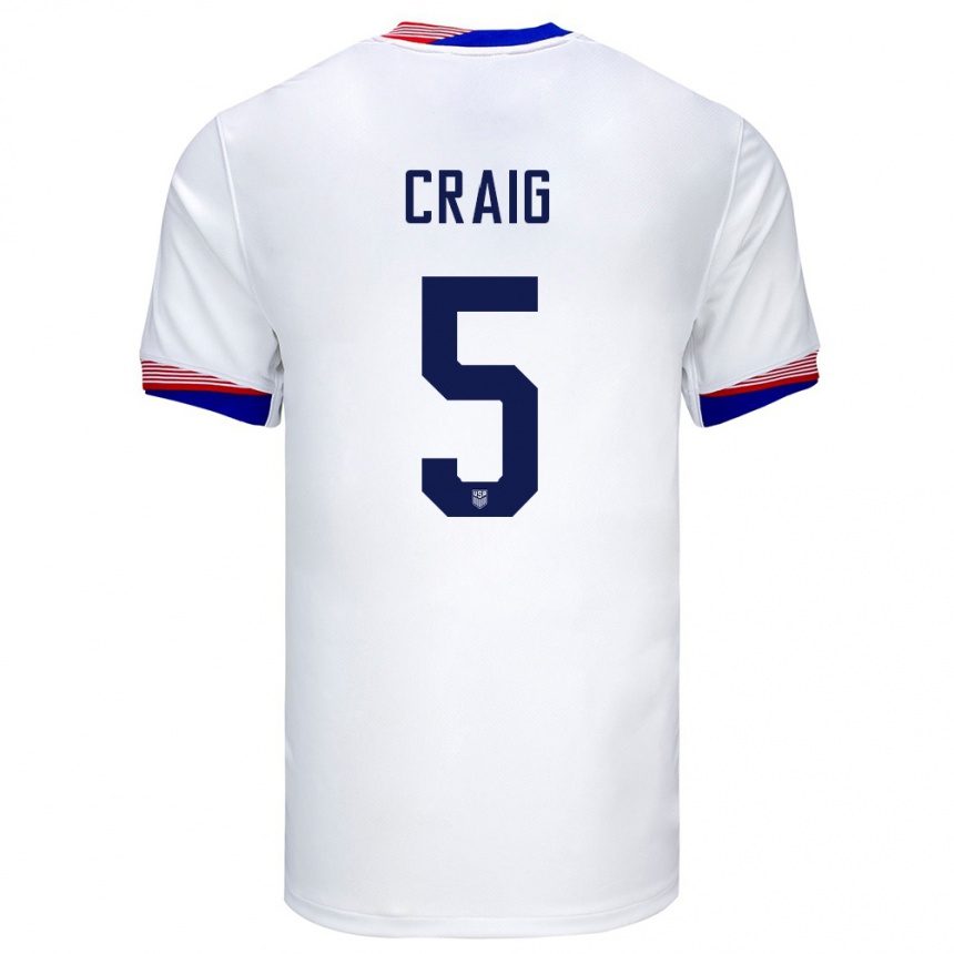 キッズフットボールアメリカ合衆国ブランダン・クレイグ#5白ホームシャツ24-26ジャージーユニフォーム