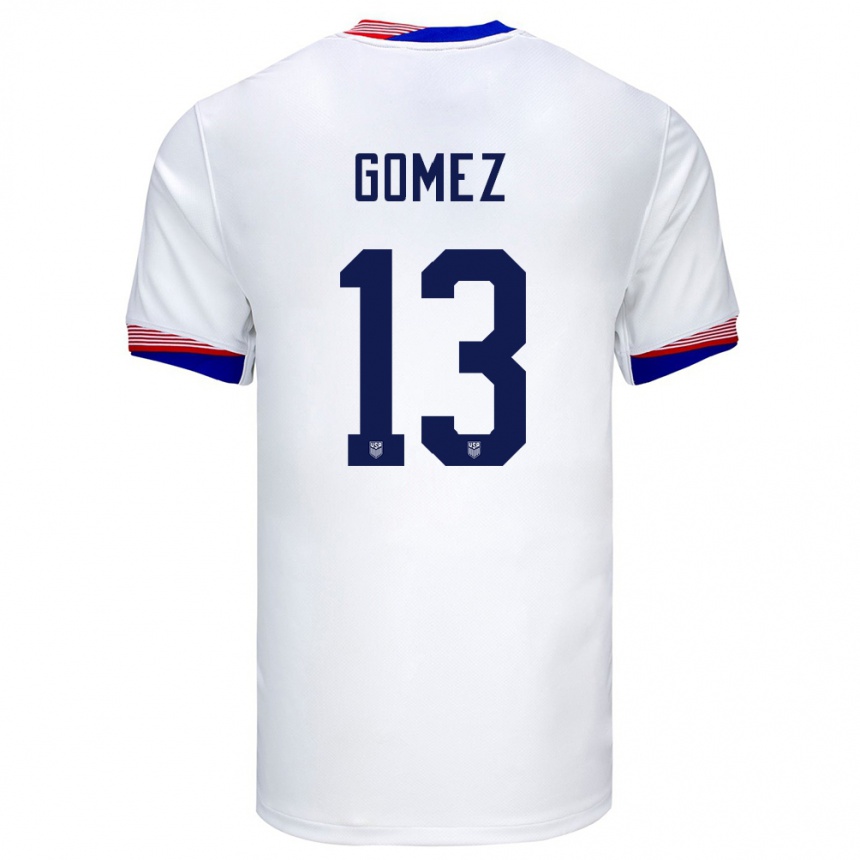キッズフットボールアメリカ合衆国ジョナサン・ゴメス#13白ホームシャツ24-26ジャージーユニフォーム