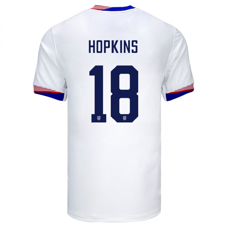 キッズフットボールアメリカ合衆国ジャクソン・ホプキンズ#18白ホームシャツ24-26ジャージーユニフォーム