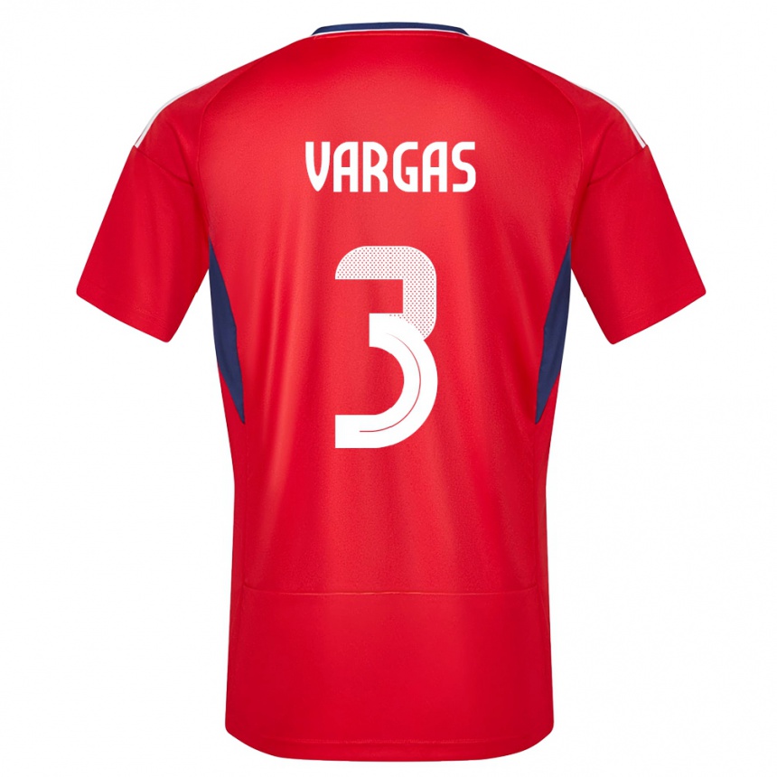 キッズフットボールコスタリカフアン・パブロ・バルガス#3赤ホームシャツ24-26ジャージーユニフォーム