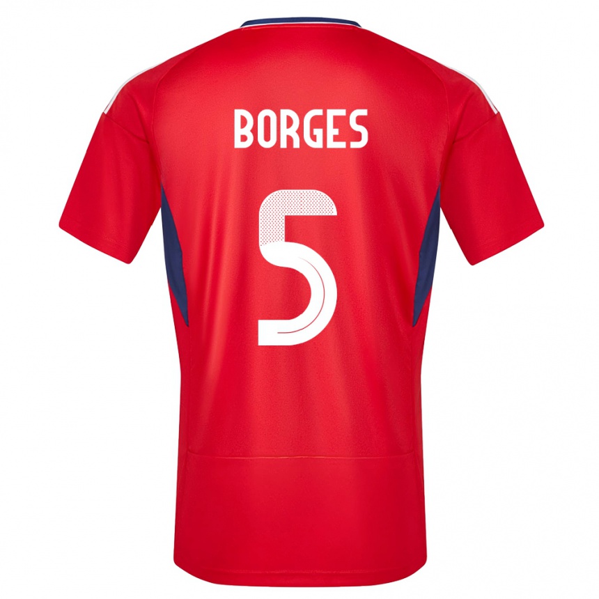 キッズフットボールコスタリカセルソ・ボルヘス#5赤ホームシャツ24-26ジャージーユニフォーム
