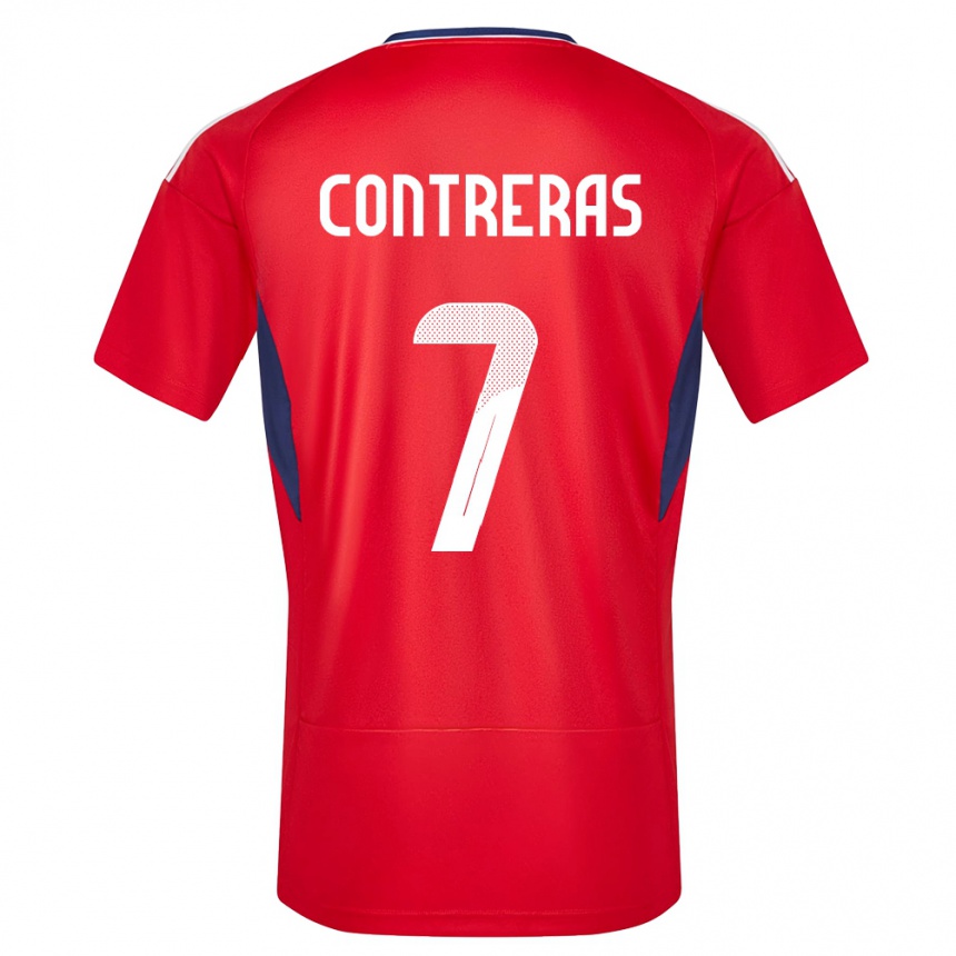 キッズフットボールコスタリカアンソニー・コントレラス#7赤ホームシャツ24-26ジャージーユニフォーム