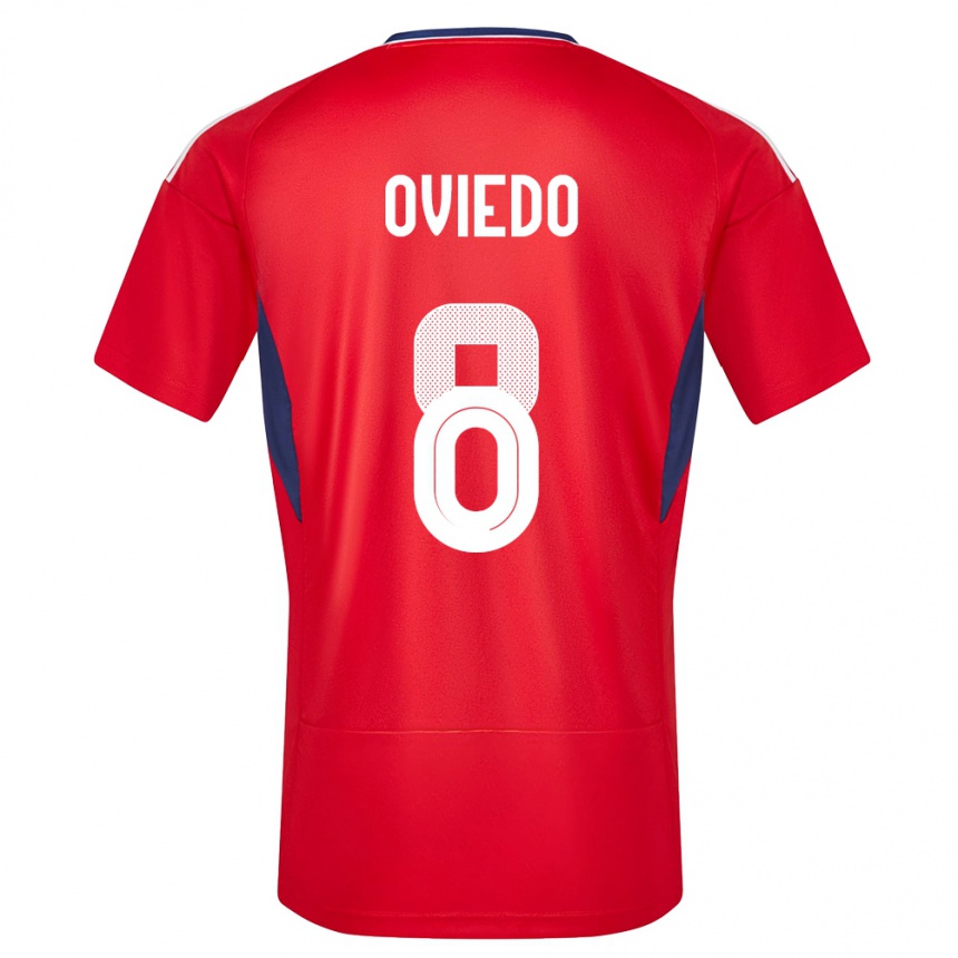 キッズフットボールコスタリカブライアン・オビエド#8赤ホームシャツ24-26ジャージーユニフォーム