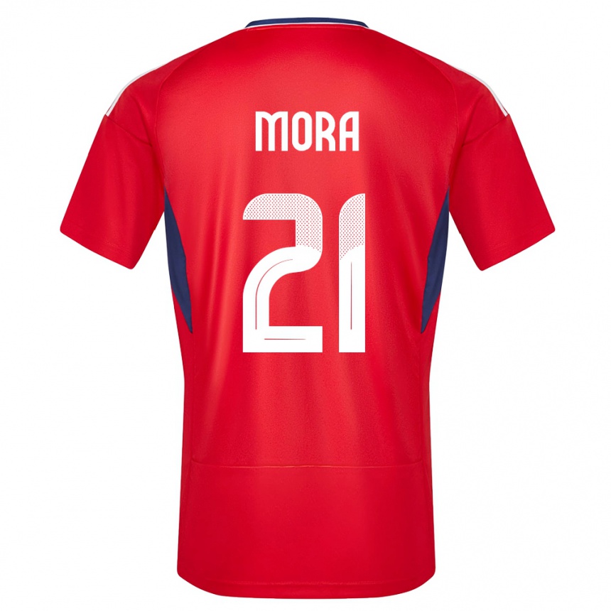 キッズフットボールコスタリカカルロス・モラ#21赤ホームシャツ24-26ジャージーユニフォーム