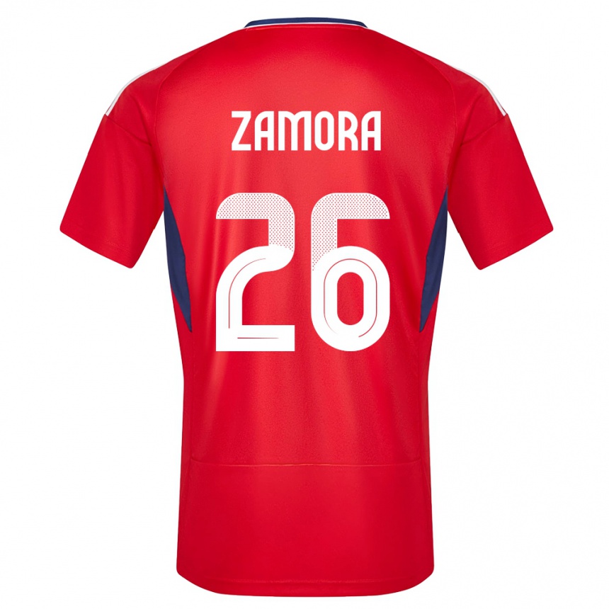 キッズフットボールコスタリカアルバロ・サモラ#26赤ホームシャツ24-26ジャージーユニフォーム