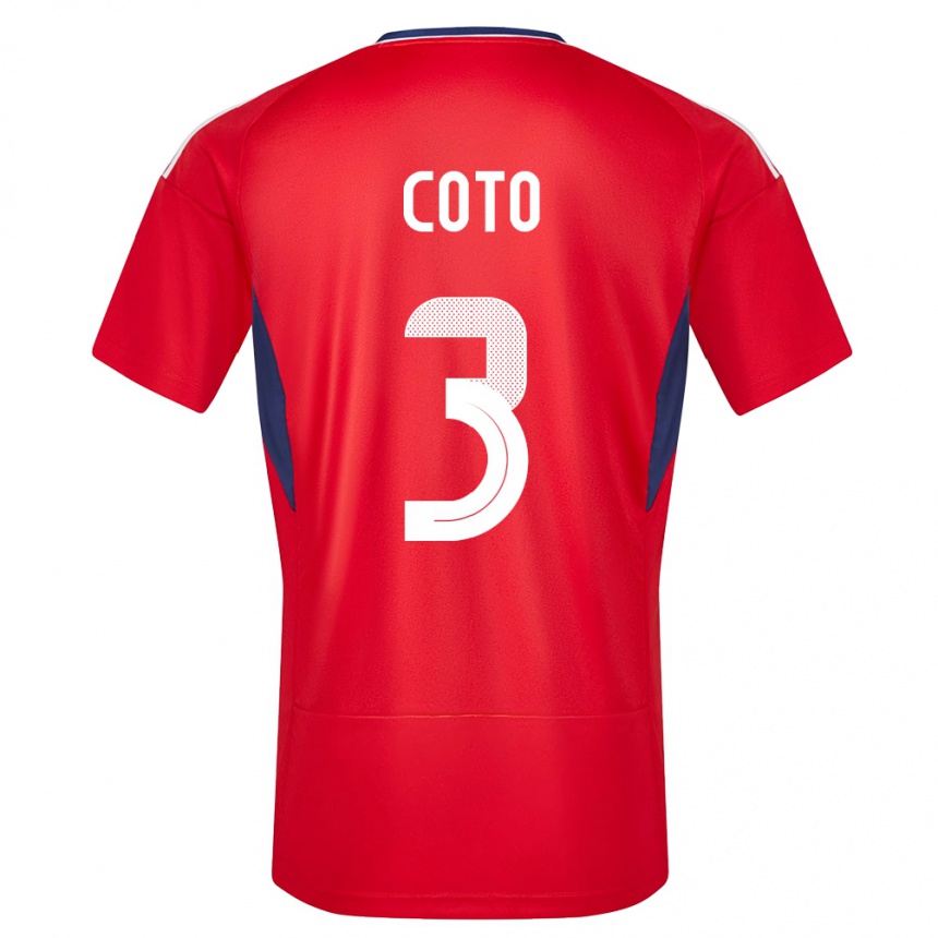キッズフットボールコスタリカマリア・コト#3赤ホームシャツ24-26ジャージーユニフォーム