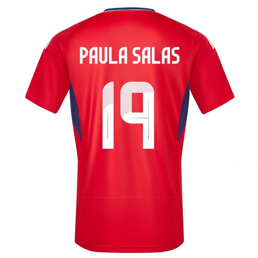 キッズフットボールコスタリカマリア・パウラ・サラス#19赤ホームシャツ24-26ジャージーユニフォーム