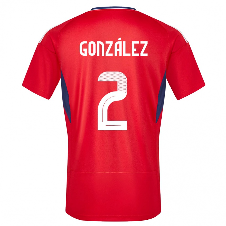 キッズフットボールコスタリカジュリアン・ゴンザレス#2赤ホームシャツ24-26ジャージーユニフォーム
