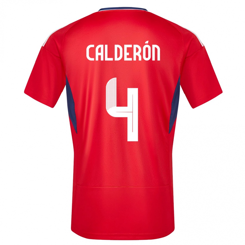 キッズフットボールコスタリカブランドン・ヘスス・カルデロン・デルガド#4赤ホームシャツ24-26ジャージーユニフォーム