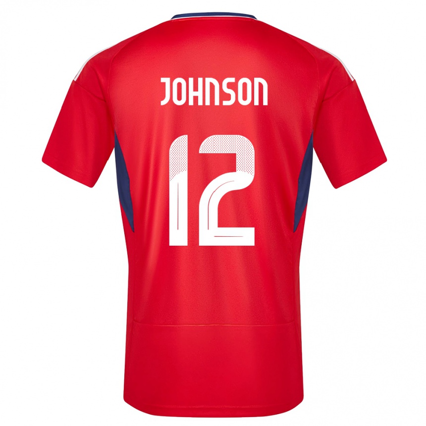キッズフットボールコスタリカショーン・ジョンソン#12赤ホームシャツ24-26ジャージーユニフォーム