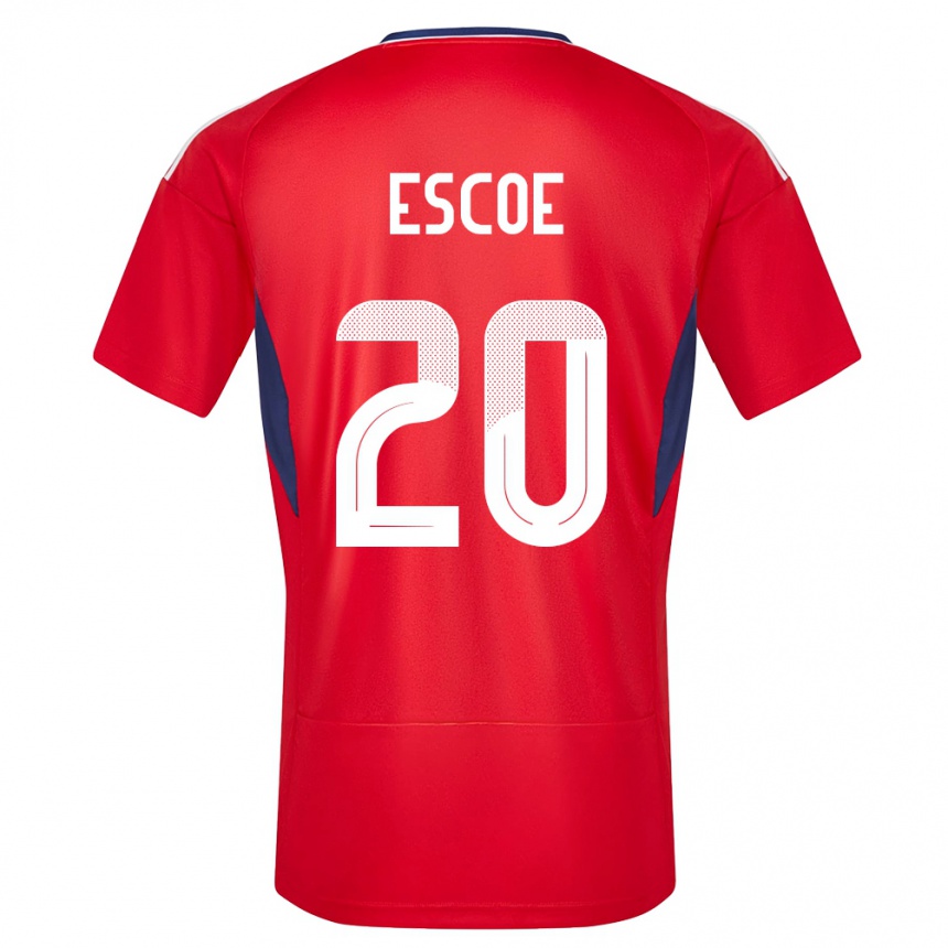 キッズフットボールコスタリカエニエル・エスコー#20赤ホームシャツ24-26ジャージーユニフォーム