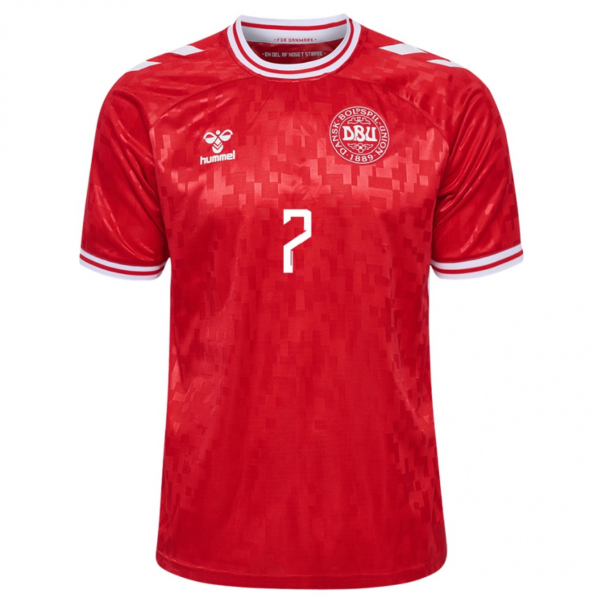 キッズフットボールデンマークギルドサンドグラブ#7赤ホームシャツ24-26ジャージーユニフォーム