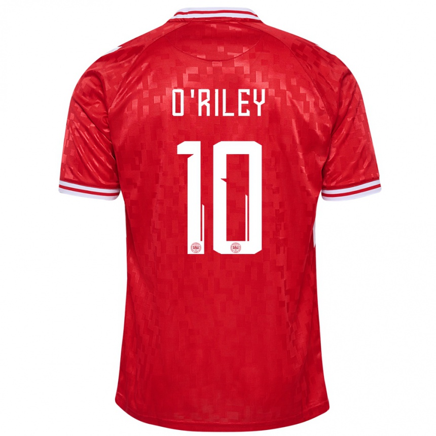キッズフットボールデンマークマット・オリリー#10赤ホームシャツ24-26ジャージーユニフォーム