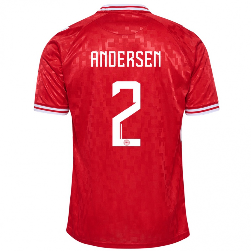 キッズフットボールデンマークヨアキム・アンデルセン#2赤ホームシャツ24-26ジャージーユニフォーム