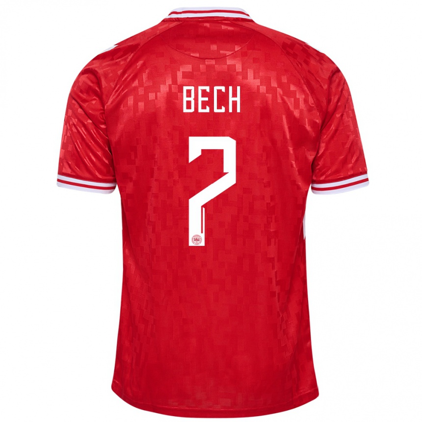 キッズフットボールデンマークトビアス・ベック#7赤ホームシャツ24-26ジャージーユニフォーム