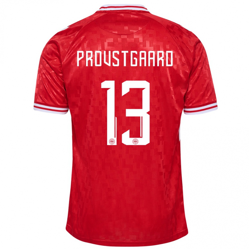 キッズフットボールデンマークオリバー・プロフストガード#13赤ホームシャツ24-26ジャージーユニフォーム