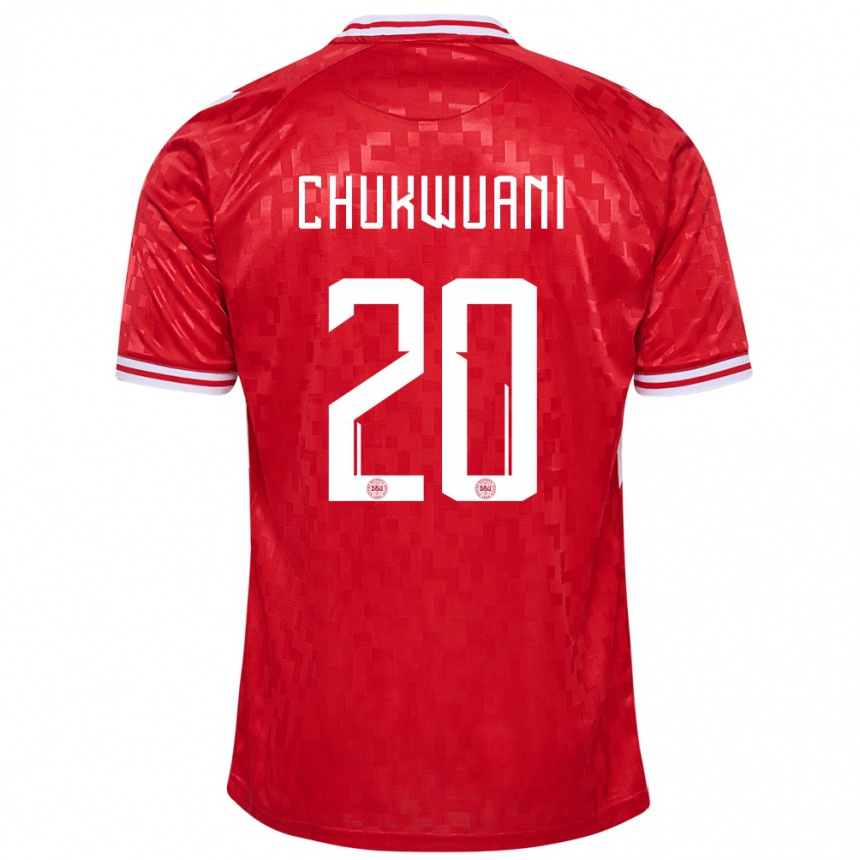 キッズフットボールデンマークトチ・チュクアニ#20赤ホームシャツ24-26ジャージーユニフォーム