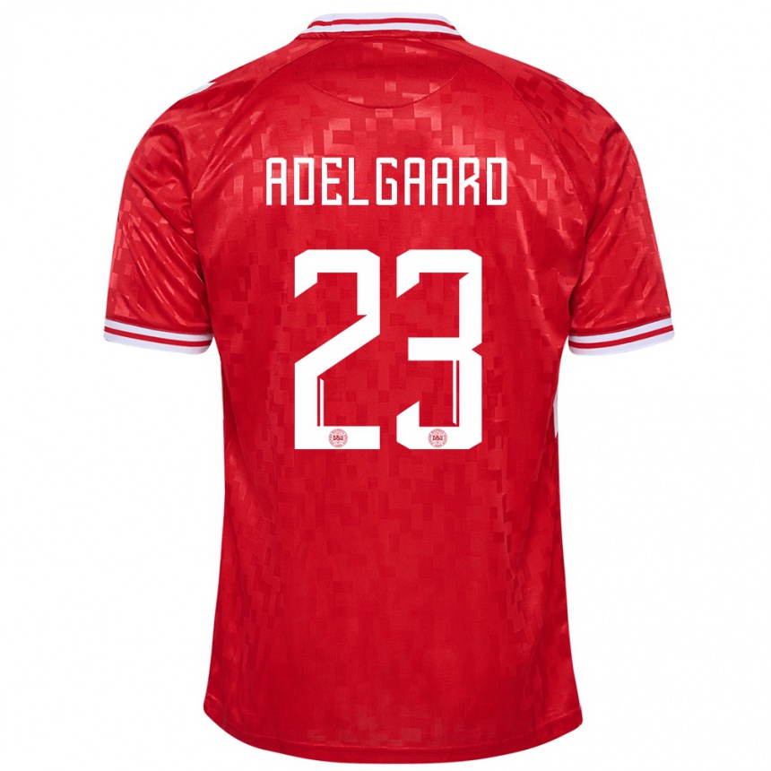 キッズフットボールデンマークアスク・アーデルガード#23赤ホームシャツ24-26ジャージーユニフォーム