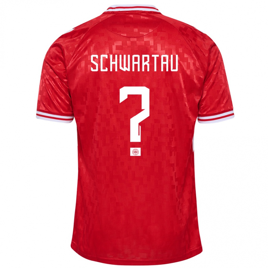 キッズフットボールデンマークオスカー・シュワルタウ#0赤ホームシャツ24-26ジャージーユニフォーム