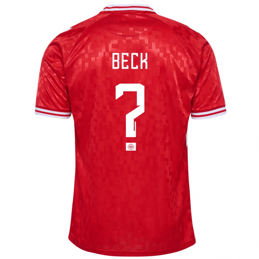 キッズフットボールデンマークジュリアス・ベック#0赤ホームシャツ24-26ジャージーユニフォーム
