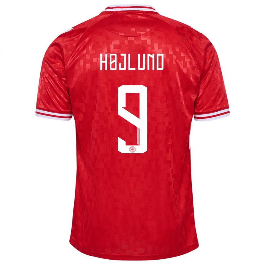 キッズフットボールデンマークエミル・ヒュイルント #9赤ホームシャツ24-26ジャージーユニフォーム