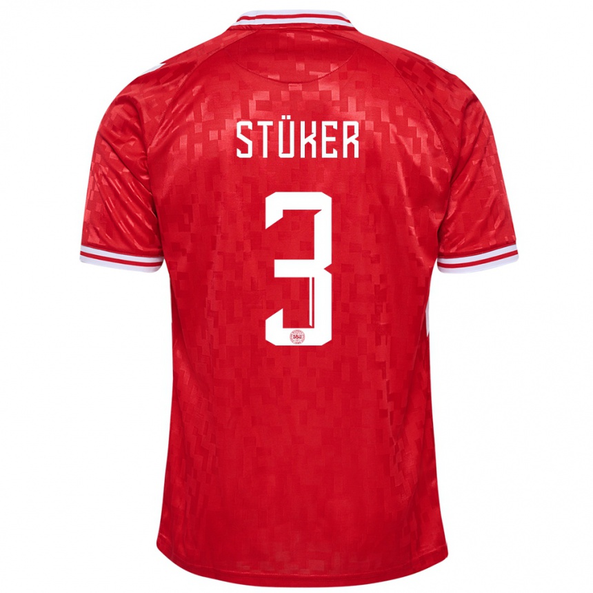 キッズフットボールデンマークサイモン・シュテューカー#3赤ホームシャツ24-26ジャージーユニフォーム