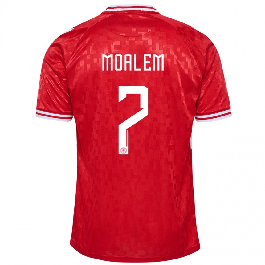 キッズフットボールデンマークジョナサン・モアレム#7赤ホームシャツ24-26ジャージーユニフォーム