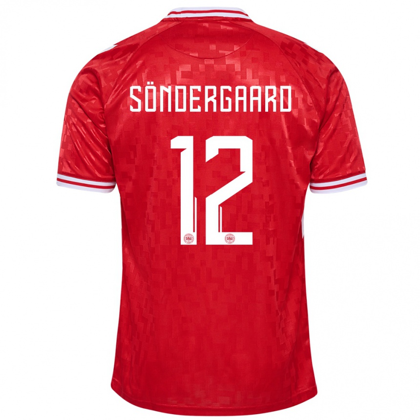 キッズフットボールデンマークフィリップ・ソンダーガード#12赤ホームシャツ24-26ジャージーユニフォーム