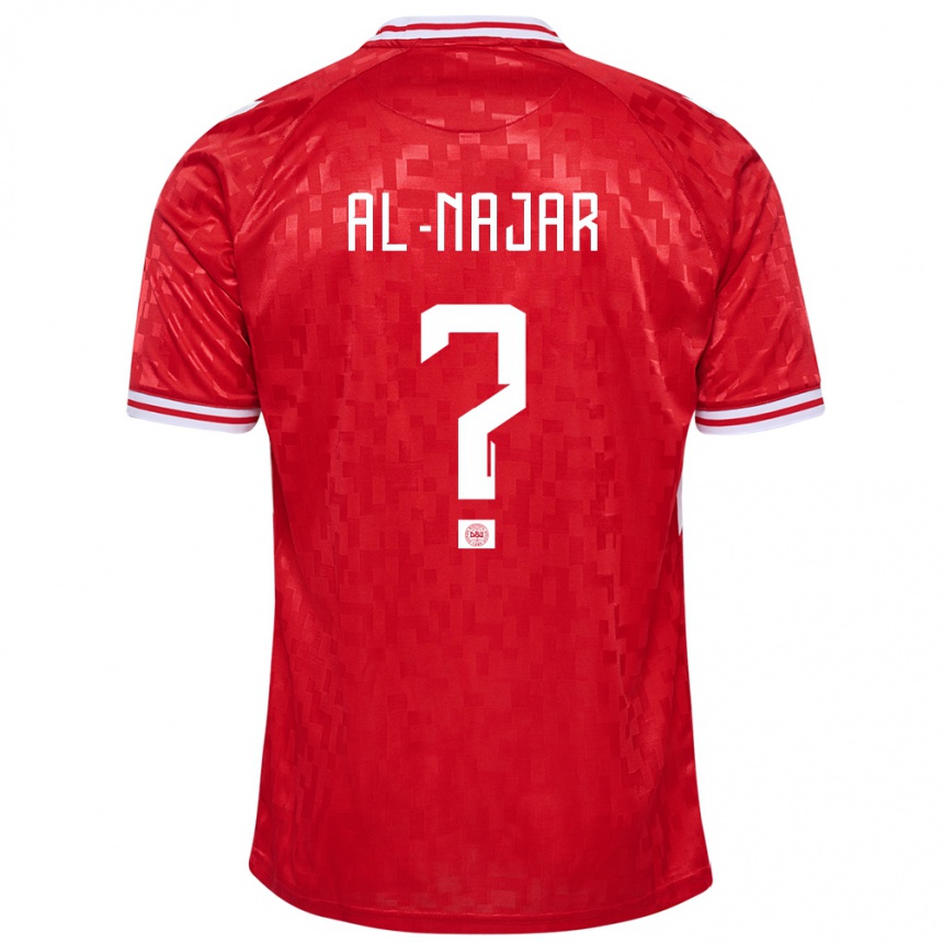 キッズフットボールデンマークアリ・アル・ナジャール#0赤ホームシャツ24-26ジャージーユニフォーム
