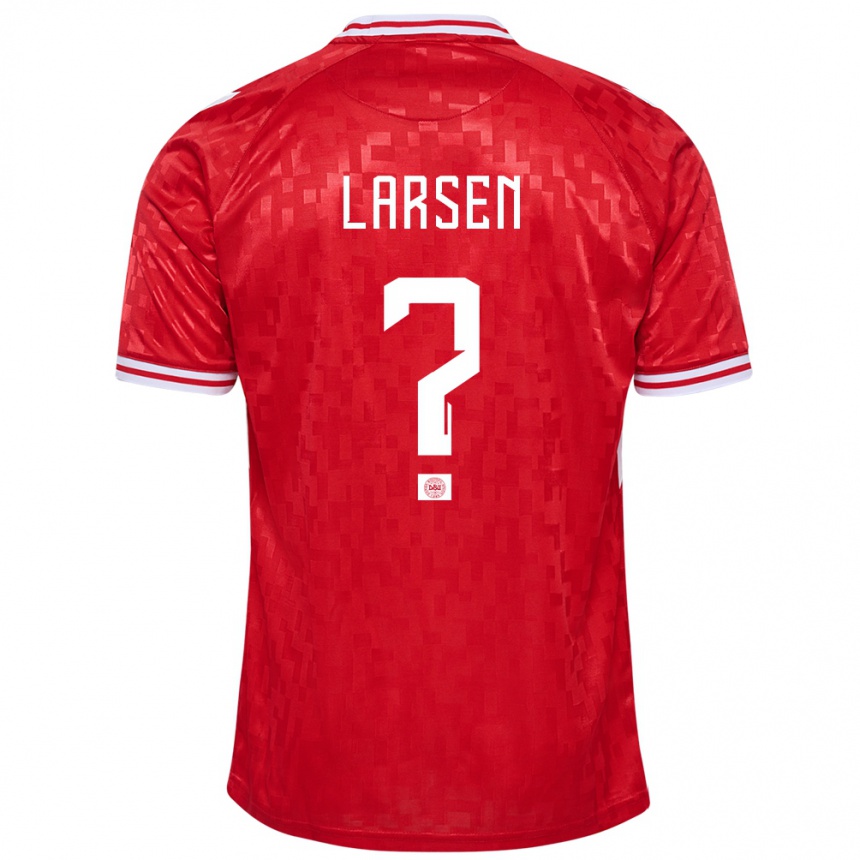 キッズフットボールデンマークサンダー・ラーセン#0赤ホームシャツ24-26ジャージーユニフォーム