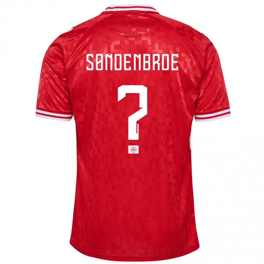 キッズフットボールデンマークアンドレアス・ソンデンブロー#0赤ホームシャツ24-26ジャージーユニフォーム