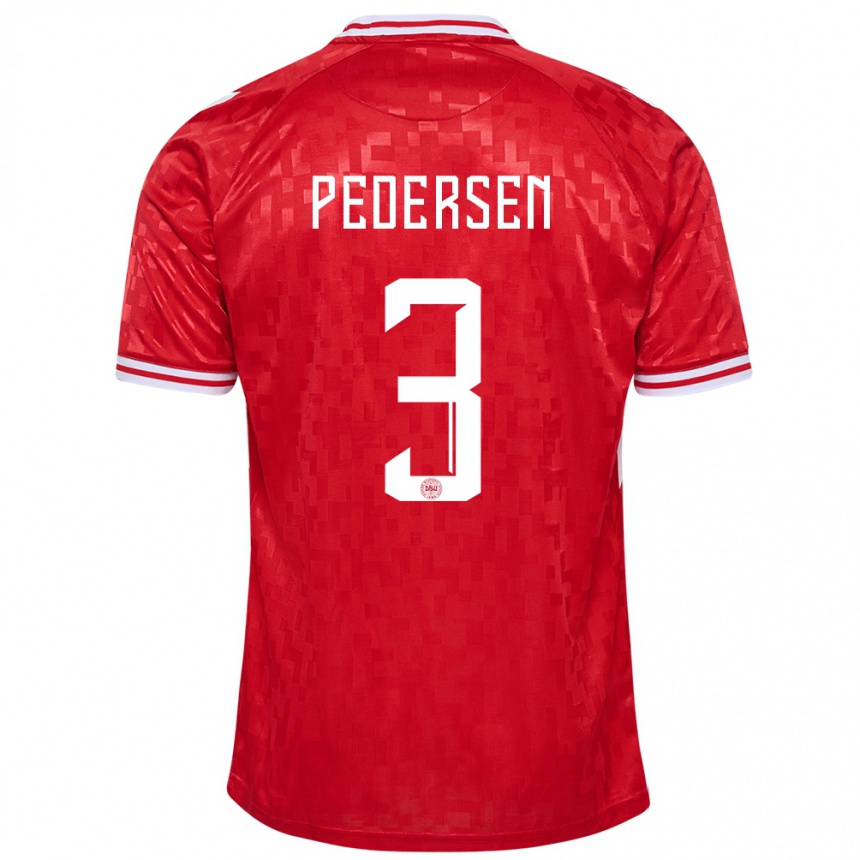 キッズフットボールデンマークスタイン・バリセイジャー・ペダーセン#3赤ホームシャツ24-26ジャージーユニフォーム
