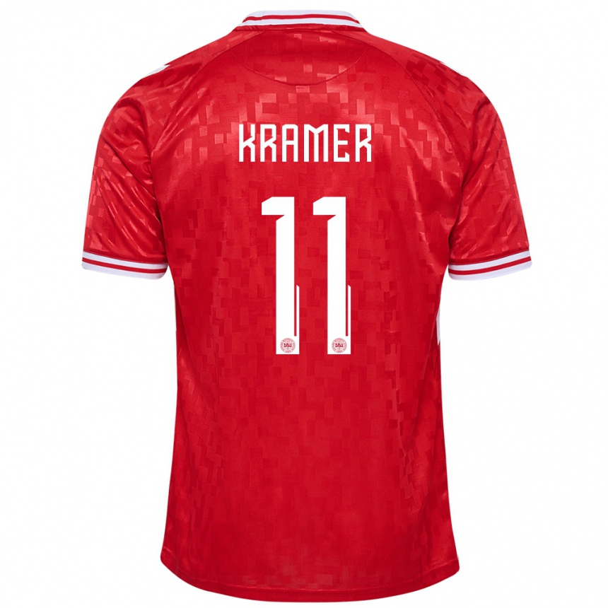 キッズフットボールデンマークコーネリア・クレイマー#11赤ホームシャツ24-26ジャージーユニフォーム