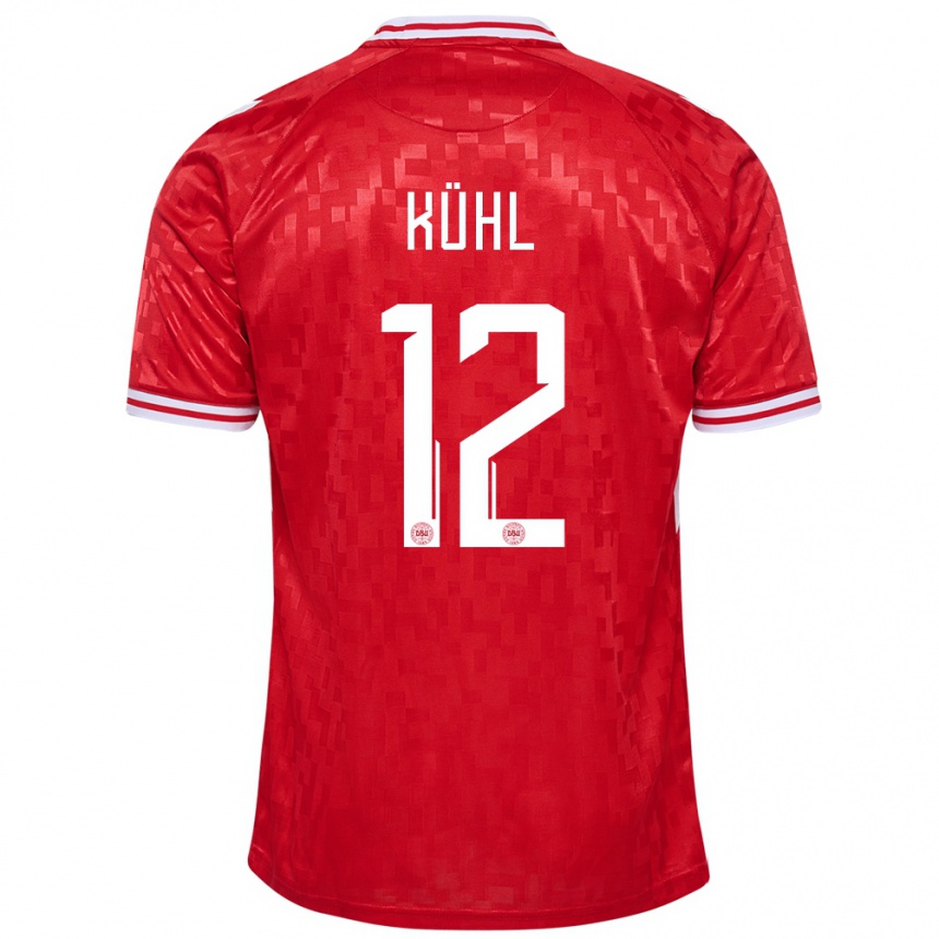 キッズフットボールデンマークキャサリン・メラー・クール#12赤ホームシャツ24-26ジャージーユニフォーム