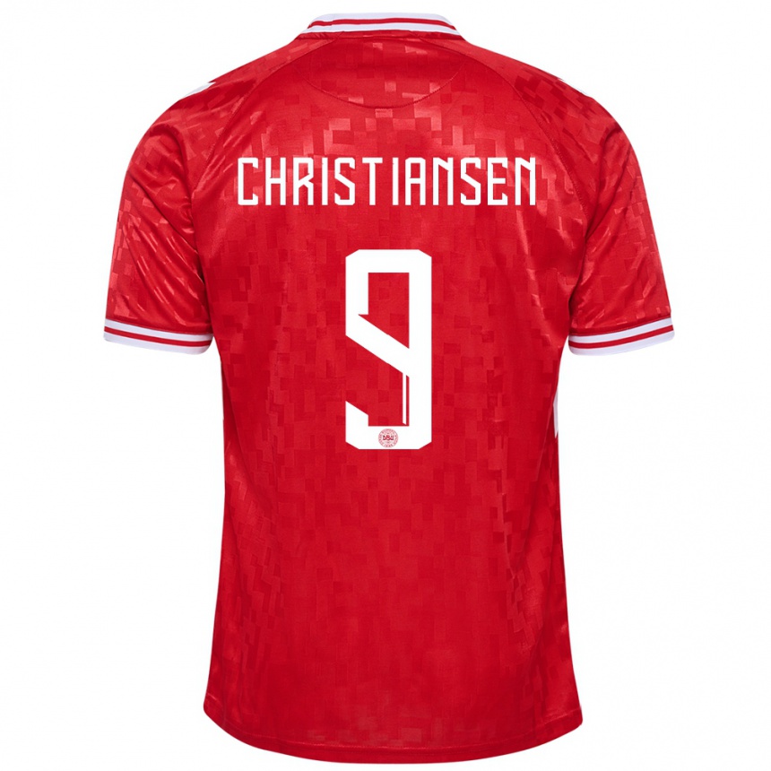 キッズフットボールデンマークナンナ・クリスチャンセン#9赤ホームシャツ24-26ジャージーユニフォーム